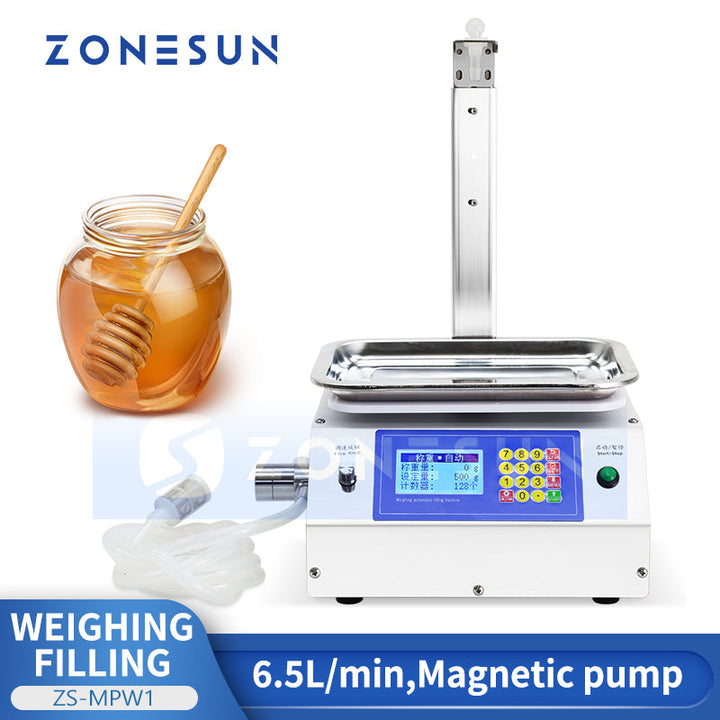 ZONESUN ZS-MPW1 Digital Honey Weighing Filling Machine for Syrup & Oils