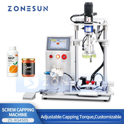 ZONESUN ZS-XG450S Semi-Automatic Servo Capping Machine | Electric Screw Bottle Capper