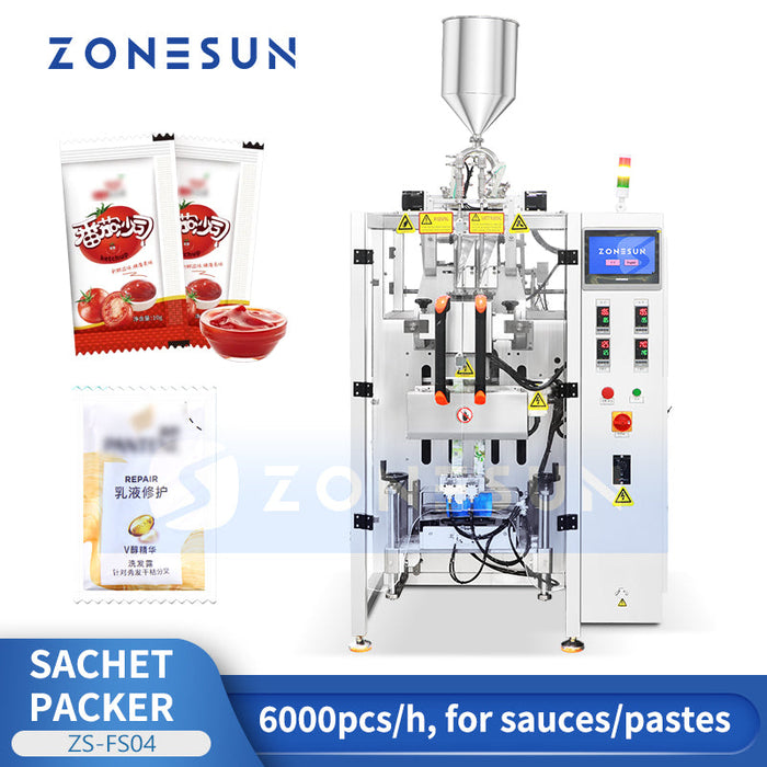 Zonesun ZS-FS04 Doppelspurige VFFS-Verpackungsmaschine für Flüssigkeiten und Pasten in Portionsbeuteln