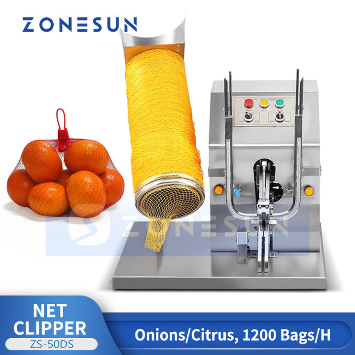 Macchina semiautomatica per la chiusura di sacchi a rete ZONESUN ZS-50DS | Sigillatrice per sacchi a rete per frutta e verdura