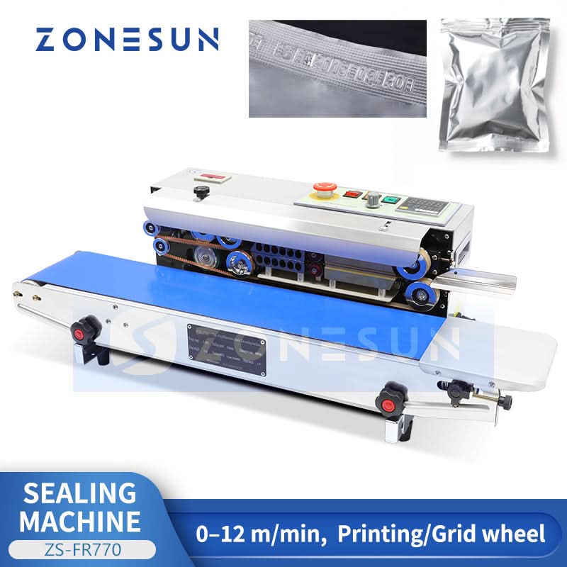 Zonesun ZS-FR770 Continuous Band Sealer with Date Coder & Conveyor