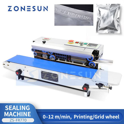 Zonesun ZS-FR770 Continuous Band Sealer with Date Coder & Conveyor