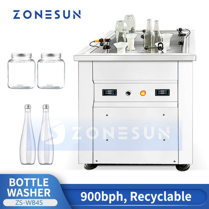 Zonesun ZS‑WB4S Semi‑automatic High‑Pressure Bottle Rinsing Machine