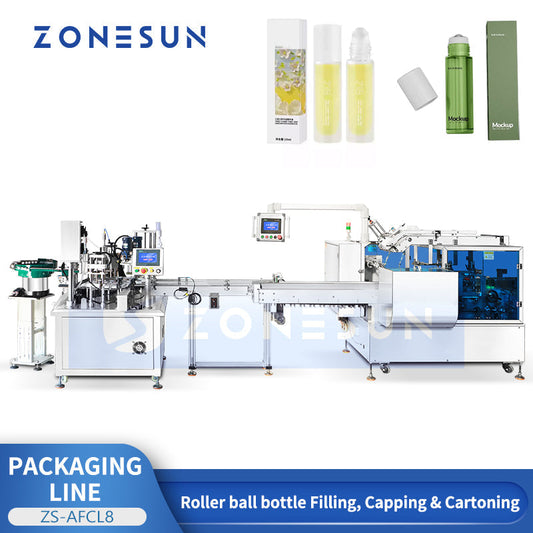 ZONESUN ZS-AFCL8 Automatic Roll-on Bottle Filling Capping Cartoning Equipment