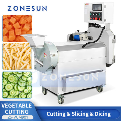ZONESUN  ZS-VCM901 Commercial Food Grade Vegetable Cutting Machine - Multifunctional Automatic Slicing & Dicing Equipment