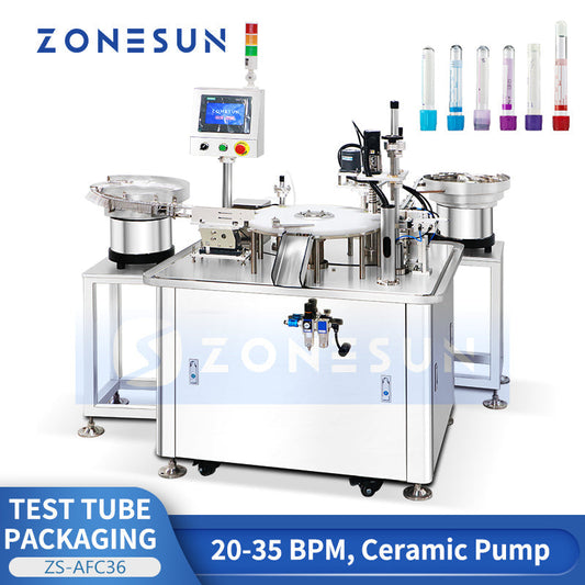 ZONESUN ZS-AFC36 Test Tube Liquid Filling and Capping Machine Cam System Monoblock for Solvents Labs