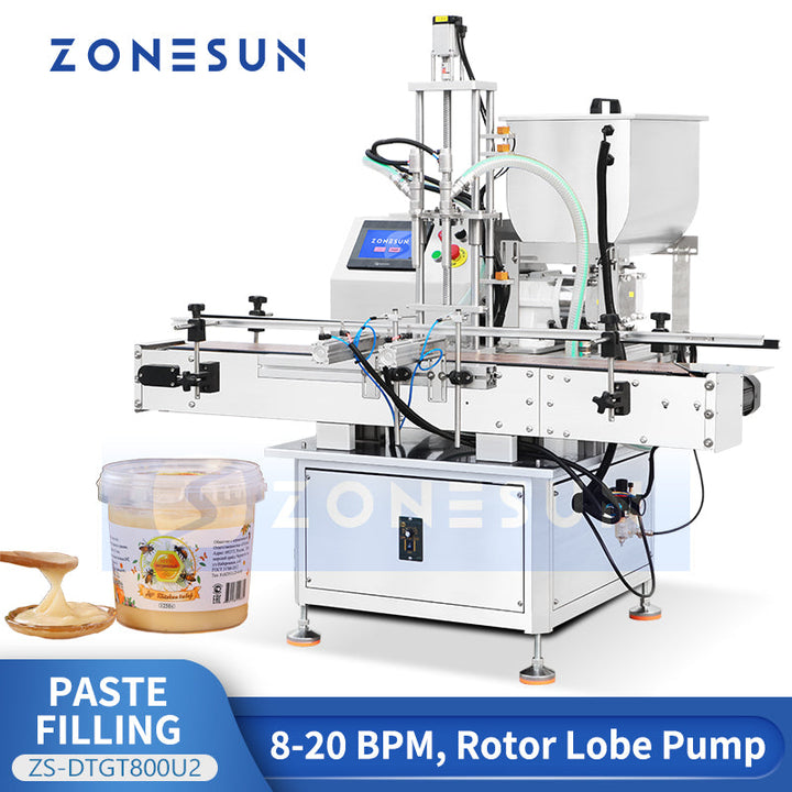 ZONESUN ZS-DTGT800U2 Automatic Rotor Lobe Pump Paste Filling Machine for Peanut Butter & Viscous Sauces