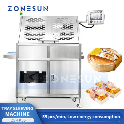 ZONESUN ZS-FK55 Automatic Cardboard Sleeving Machine | High-Speed Food Tray & Meal Box Packaging Equipment