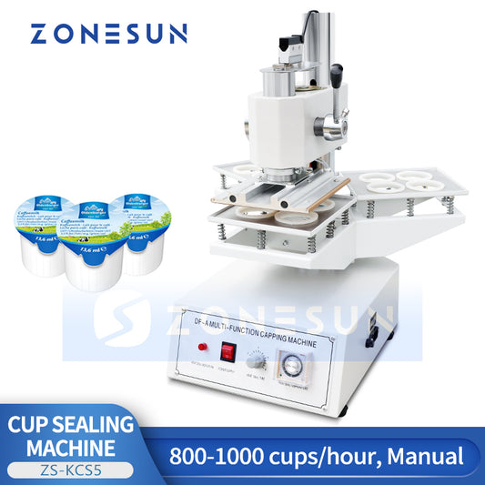 ZONESUN ZS-KCS5 halbautomatische Becherversiegelungsmaschine mit maßgefertigten Formen für Milchtee & Kaffee