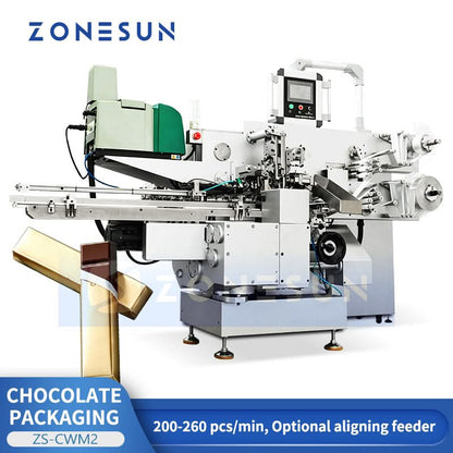 ZONESUN ZS-CWM2 Automatic Envelope Fold Wrapping Machine for Chocolate Bars & Tablets