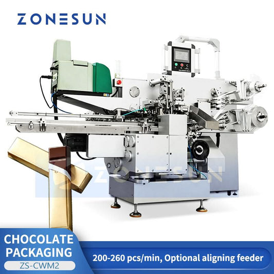 ZONESUN ZS-CWM2 Automatic Envelope Fold Wrapping Machine for Chocolate Bars & Tablets