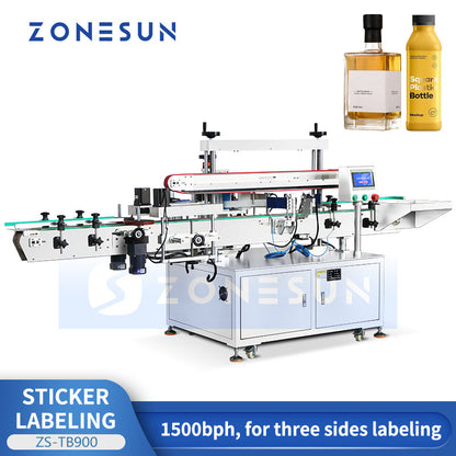 Zonesun ZS-TB900 Automatic Square Bottle Labeling Machine for Full Wrap Precision