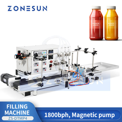 Zonesun ZS-DTMP4 4-Nozzle Automatic Magnetic Pump Liquid Filling Machine for Juice & Oils