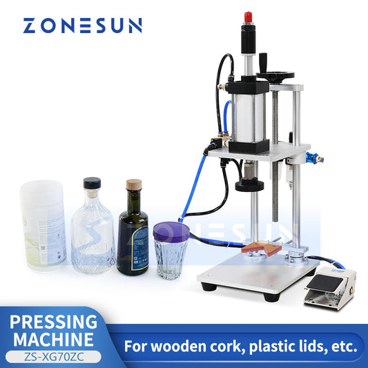 ZONESUN ZS-XG70ZC Semi-automatic Liquor Wine Gin Jar Whisky Plastic Bottle Cap Cork Pressing Capping Machine