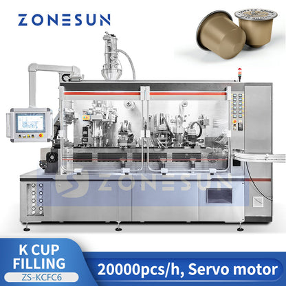 ZONESUN ZS-KCFC6 High-Speed Rotary K-Cup Capsule Filling & Sealing Machine