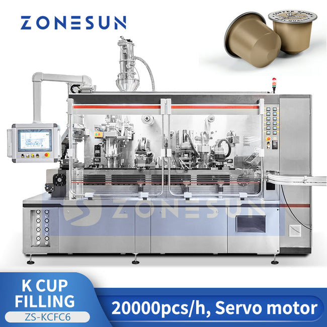 ZONESUN ZS-KCFC6 High-Speed Rotary K-Cup Capsule Filling & Sealing Machine