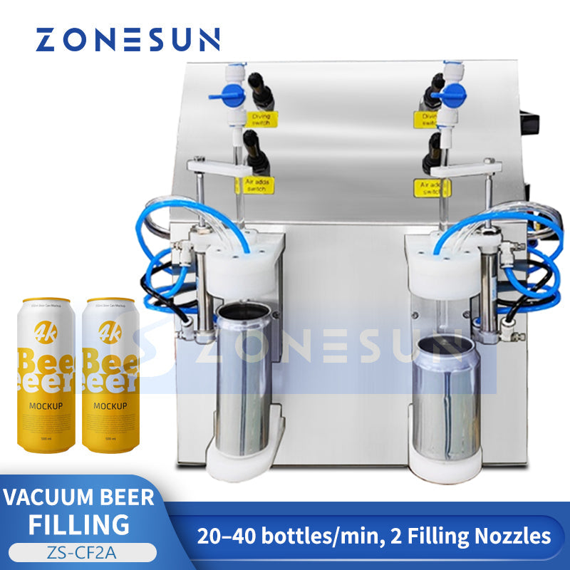 ZONESUN ZS-CF2A Vacuum Beer Filling Machine for Carbonated Drinks & Craft Breweries