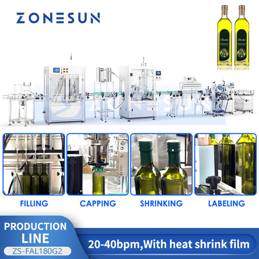 ZONESUN ZS-FAL180G2 Automatic Oil Bottle Filling, Capping & Labeling Line