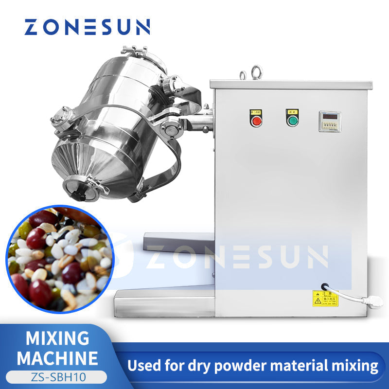 ZONESUN ZS-SBH10 3D Dry Powder & Granule Mixing Machine for Food & Chemical Use