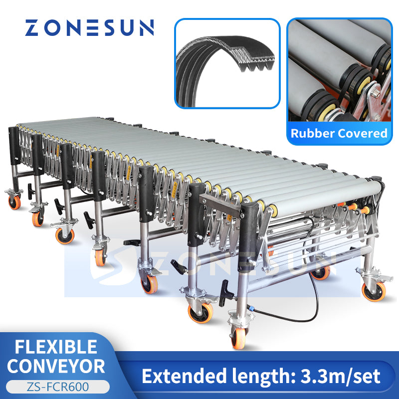 ZONESUN ZS-FCR600 Rubber Covered Flexible Powered Roller Conveyor