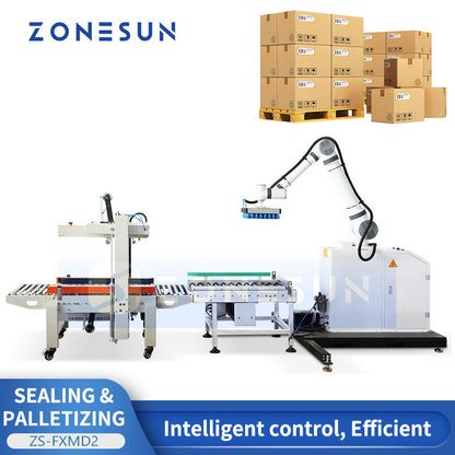 ZONESUN ZS-FXMD2 Automated Carton Sealing & Robotic Palletizing Line