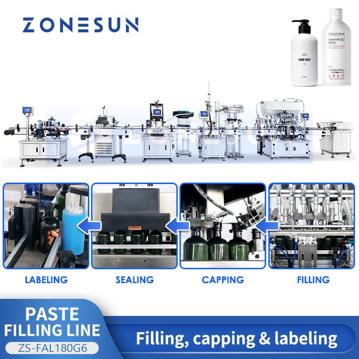 ZONESUN ZS-FAL180G6 Auto Paste Filling and Labeling Packaging Line