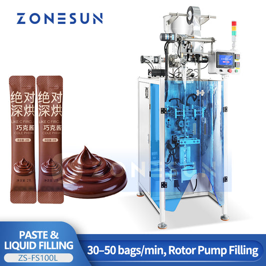 ZONESUN ZS-FS100L Automatic Small Sachet Powder Packaging Machine | Vertical Form Fill Seal (VFFS) Pouch Packing Equipment