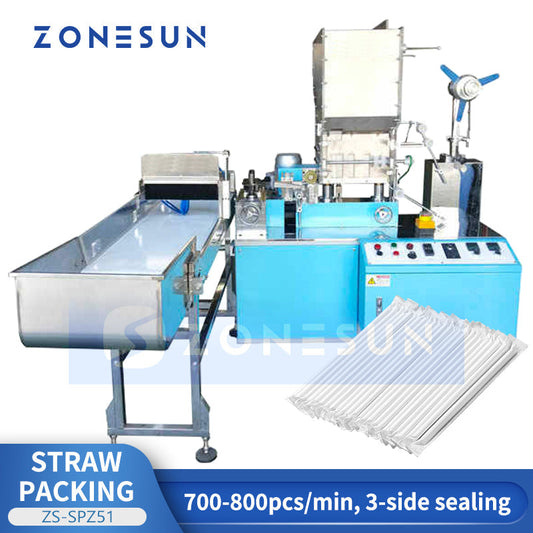 ZONESUN ZS-SPZ51 Automatic Single Straw Packing Machine Plastic Straw Filling and Cutting Equipment