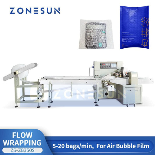 ZONESUN ZS-ZB350S Automatic Servo Horizontal Flow Wrapper for Air Bubble Film Packaging