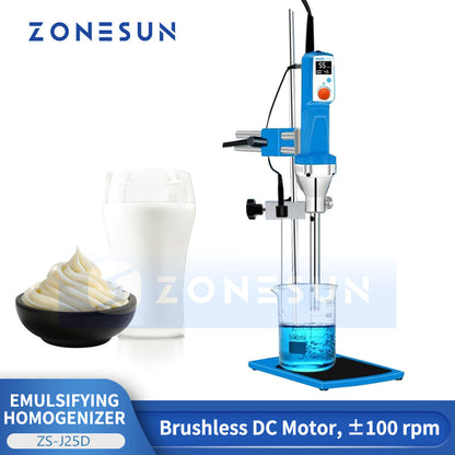 ZONESUN ZS-J25D Compact Lab Emulsifying Homogenizer for Cream, Lotion & Milk