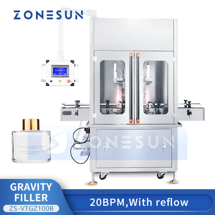 ZONESUN ZS-VTGZ100B Automatic 4-Head Gravity Perfume Liquid Filling Machine with Suction & Reflow Function