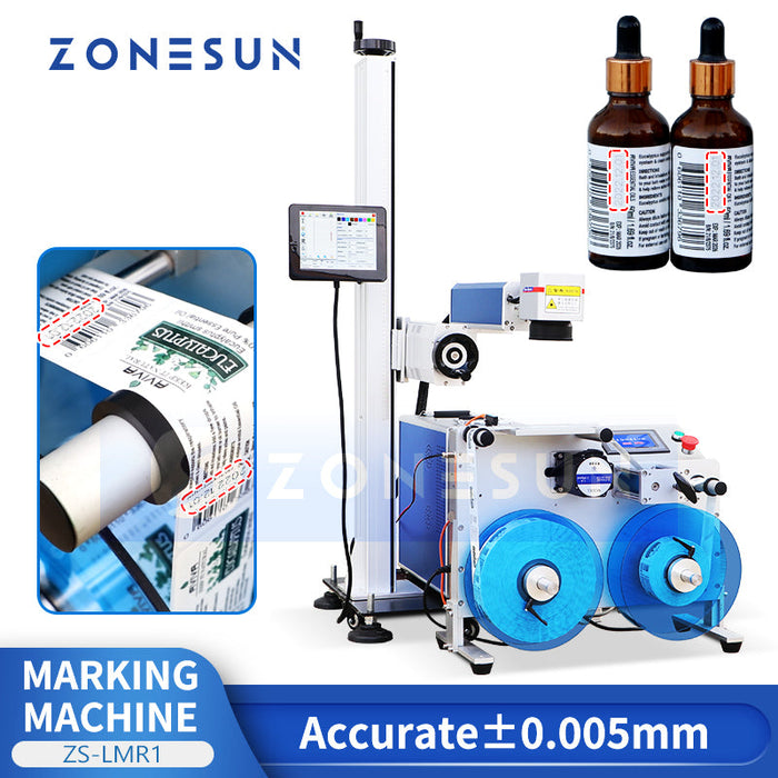Riavvolgitore di etichette da rotolo a rotolo Zonesun ZS‑LMR1 con sistema di codifica laser
