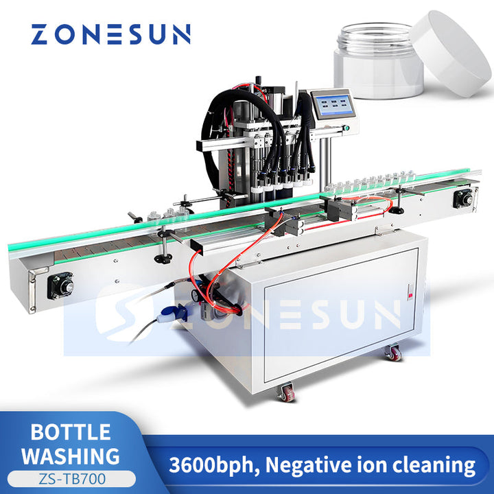 Zonesun ZS-NIC2 4-Head Automated Ionized Air Bottle Rinser Anti-Static Dust Removal System for Packaging Lines
