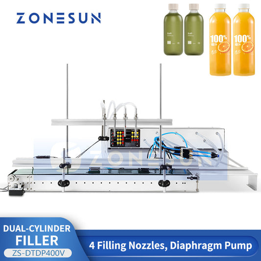 ZONESUN ZS-DTDP400V 4-Head Diaphragm Pump Cosmetic Liquid Beverage Juice Filling Machine