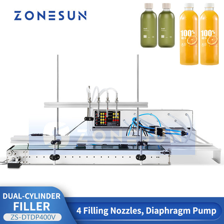 ZONESUN ZS-DTDP400V 4-Kopf-Membranpumpe Kosmetikflüssigkeit Getränke Saft Abfüllmaschine