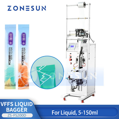 ZONESUN ZS-FS200D Automatic Vertical Liquid Sachet Filling and Sealing Machine for Water and Juice Pouch Packing