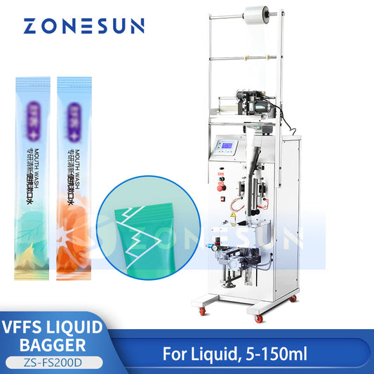 ZONESUN ZS-FS200D Automatic Vertical Liquid Sachet Filling and Sealing Machine for Water and Juice Pouch Packing