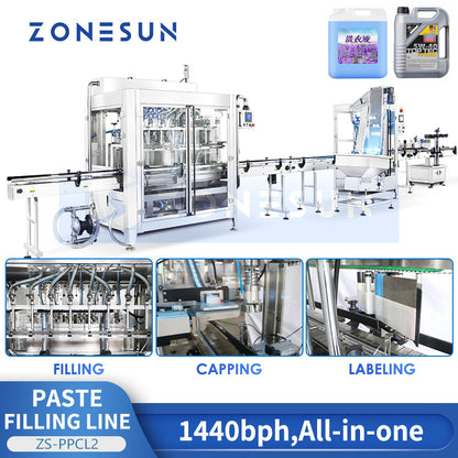 Zonesun ZS‑FAL180Z10 Servo Filler Capper & Labeller for F‑Style Bottle