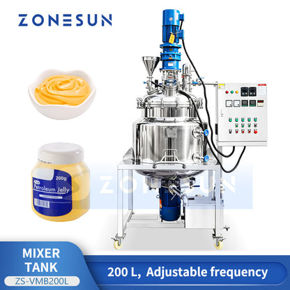 ZONESUN ZS-VMB200L 200L Vacuum Emulsifying Tank for Cream, Lotion & Gel