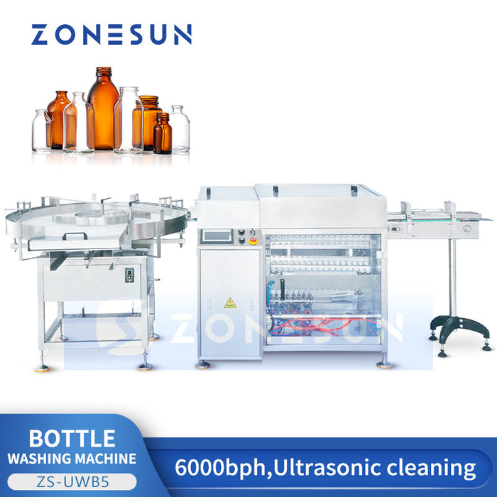 ZONESUN ZS-UWB5 Automatic Ultrasonic Bottle Washer for Glass & Plastic Bottles
