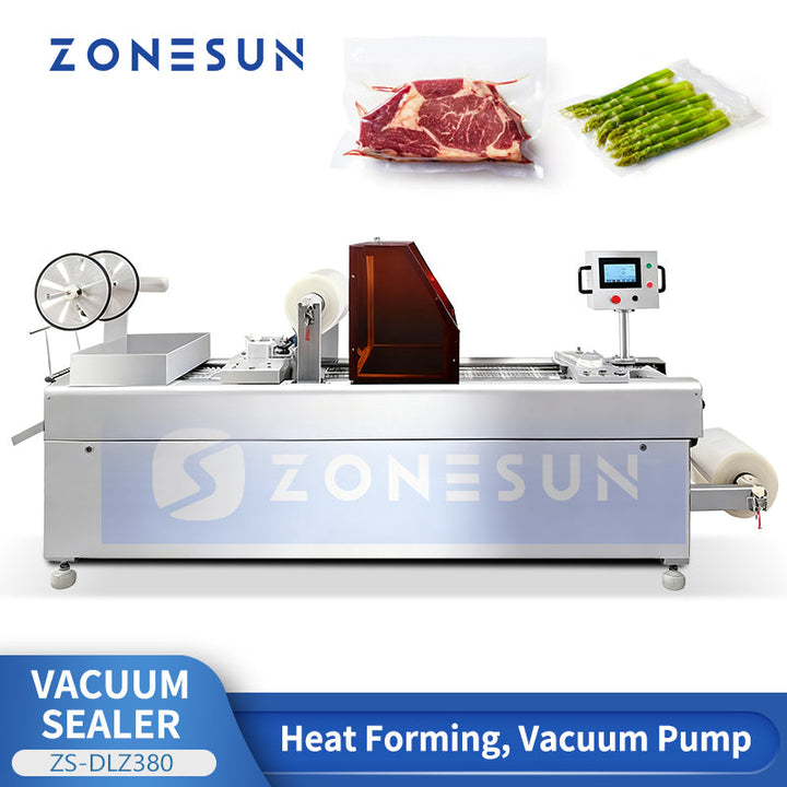 ZONESUN ZS-DLZ380 Automatic Thermoforming Vacuum Packaging Machine  Commercial Stretch Film Sealer