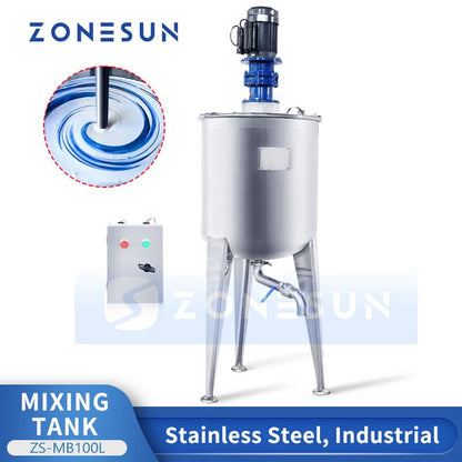 ZONESUN ZS-MB100L Stainless Steel Industrial Mixing Tank with Heating & Agitator