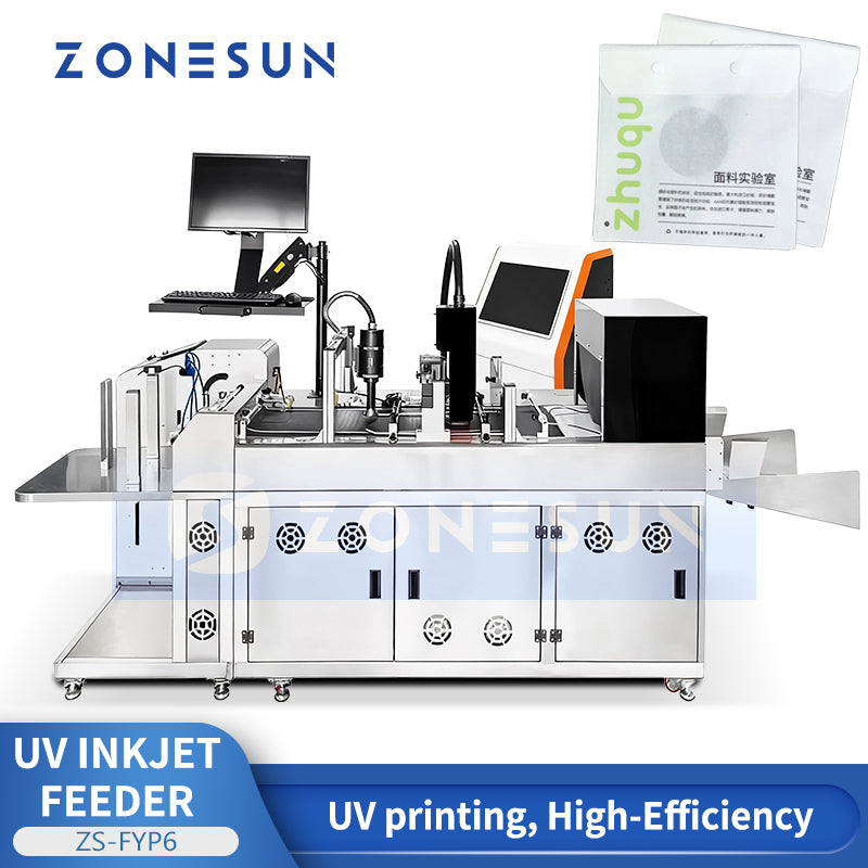 ZONESUN ZS-FYP6 Automatic UV Inkjet Coding Machine Instant Curing Printer for Labels & Cards