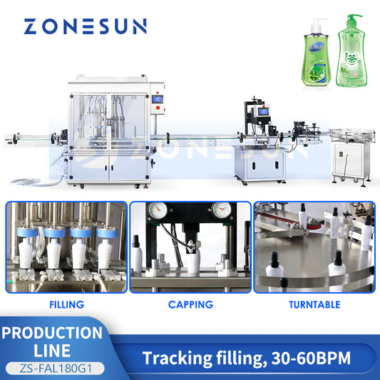 ZONESUN ZS-FAL180G1 Automatic Thick Liquid Filling&Capping Line for Shampoo/Soap/Lotions