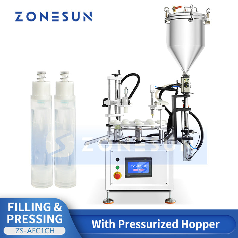 ZONESUN ZS-AFC1CH Automatic Paste Filling and Cap Pressing Monoblock Machine with Pressurized Hopper
