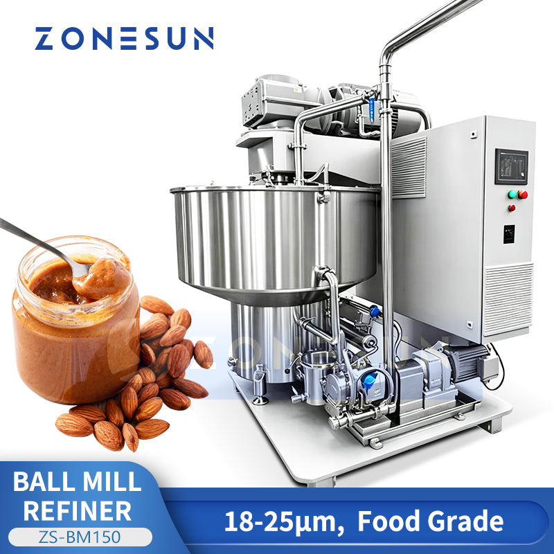 ZONESUN ZS-BM150 Food Grade Vertical Ball Mill, Pro Refiner Machine for Chocolate Paste, Almond & Peanut Butter Grinding