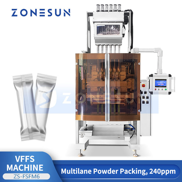 Zonesun ZS‑FSFM6 Automatic 6-Lane VFFS Powder Bagger Filling Machine Packaging Equipment