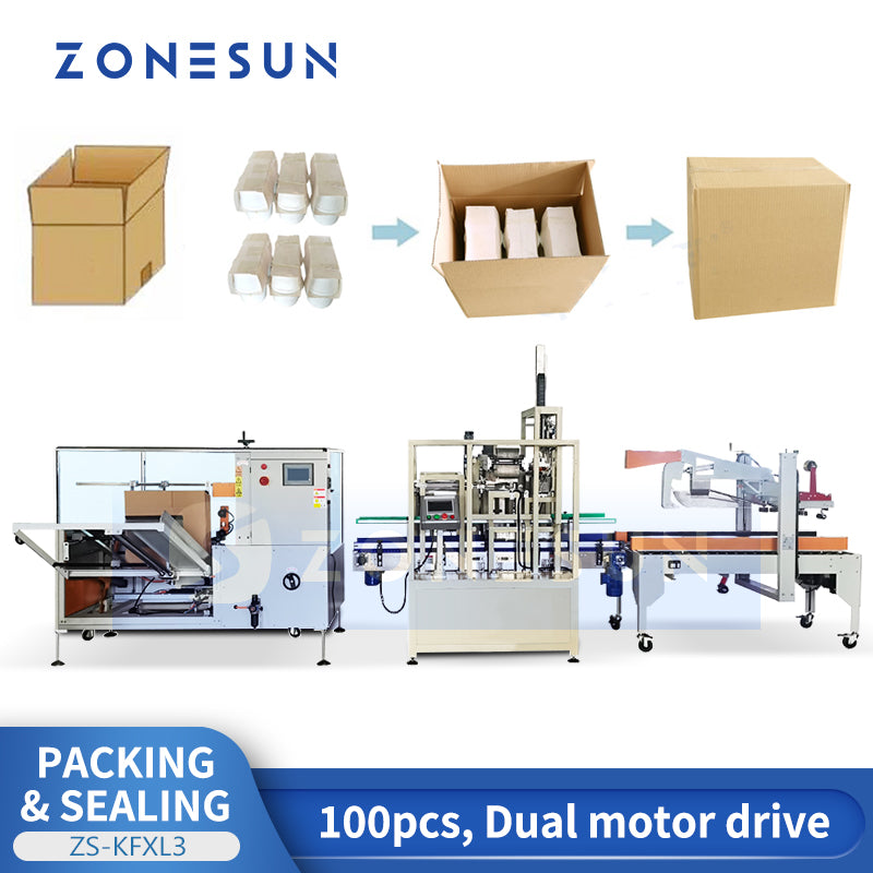 ZONESUN ZS-KFXL3 Automatic Case Packing Sealing Machine Carton Box Packing Line
