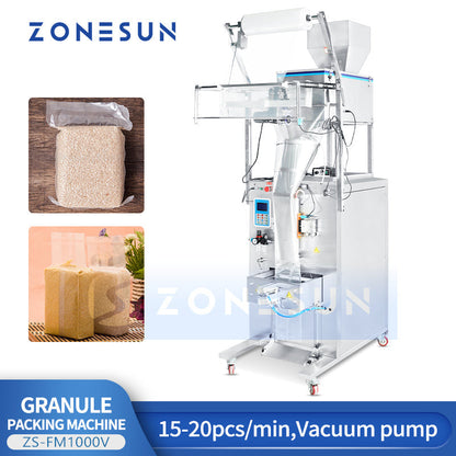 ZONESUN ZS-FM1000V Automatic Granule Vacuum Filling & Sealing Machine Rice Grains VFFS Machine