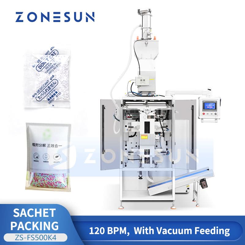 ZONESUN ZS-FS500K4 4-Lane VFFS Granule Packaging Machine Sachet Packing System with Vacuum Loader for Sugar Salt Coffee Stick